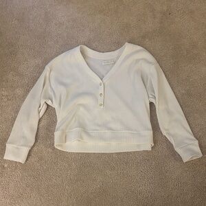 White Ribbed Long Sleeve Top